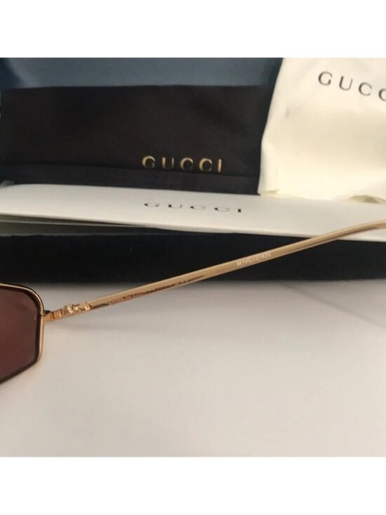 New Authentic Gucci GG0537S 002 Gold Cat-Eye Sunglasses Red Lenses main image 8